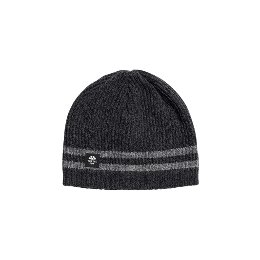 TURTLE FUR MR. HAPPY RAGG WOOL BEANIE - BLACK HEATHER - FRONT VIEW