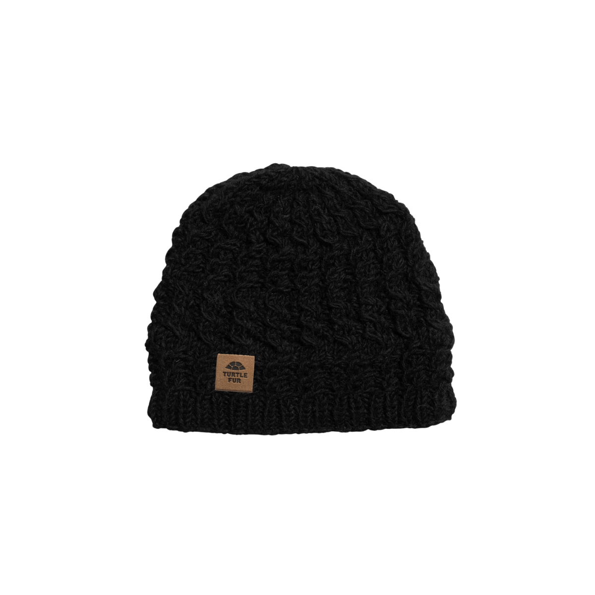 TURTLE FUR NEPAL MIKA BEANIE - BLACK - FRONT VIEW 