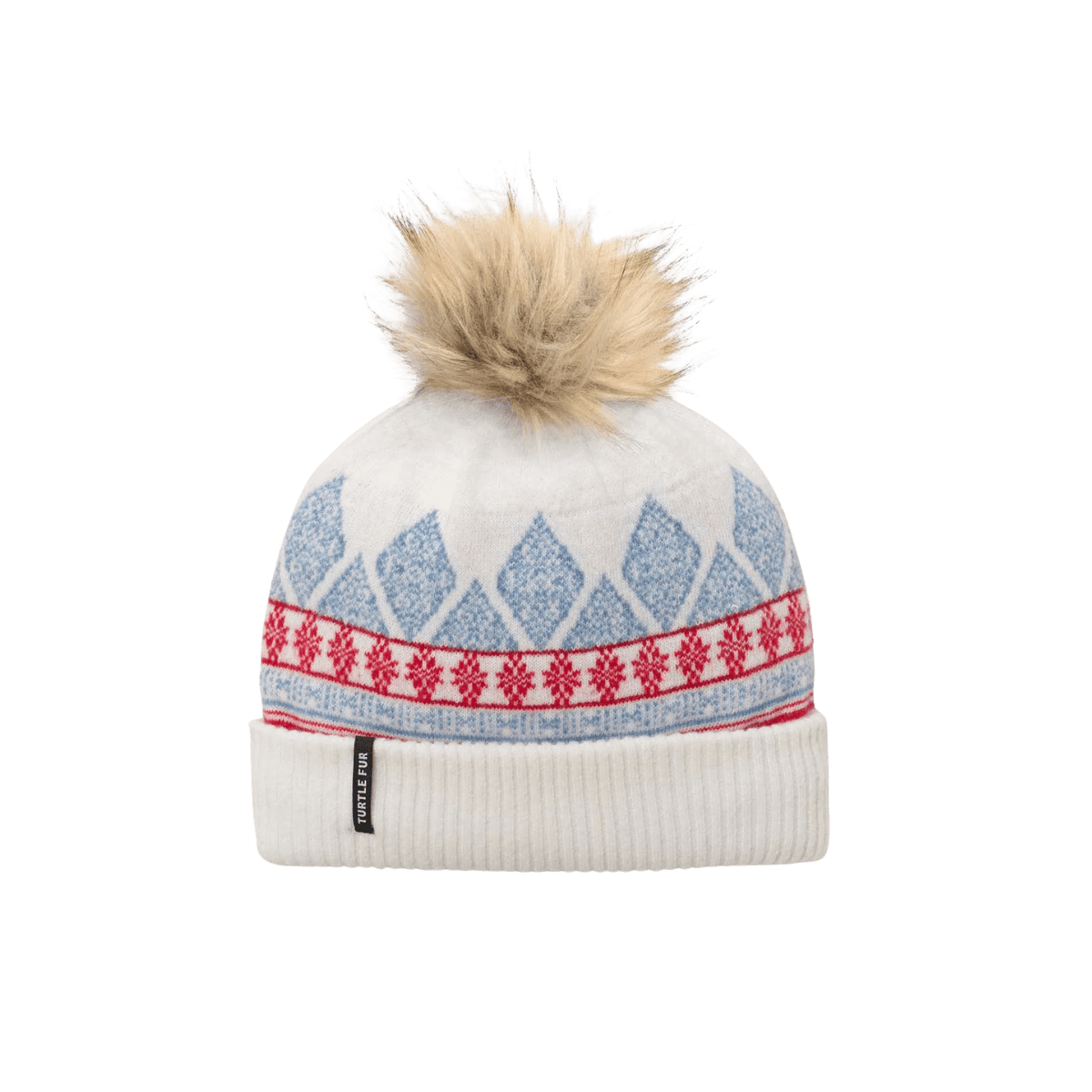 TURTLE FUR RECYCLED ELLEN POM BEANIE - WHITE