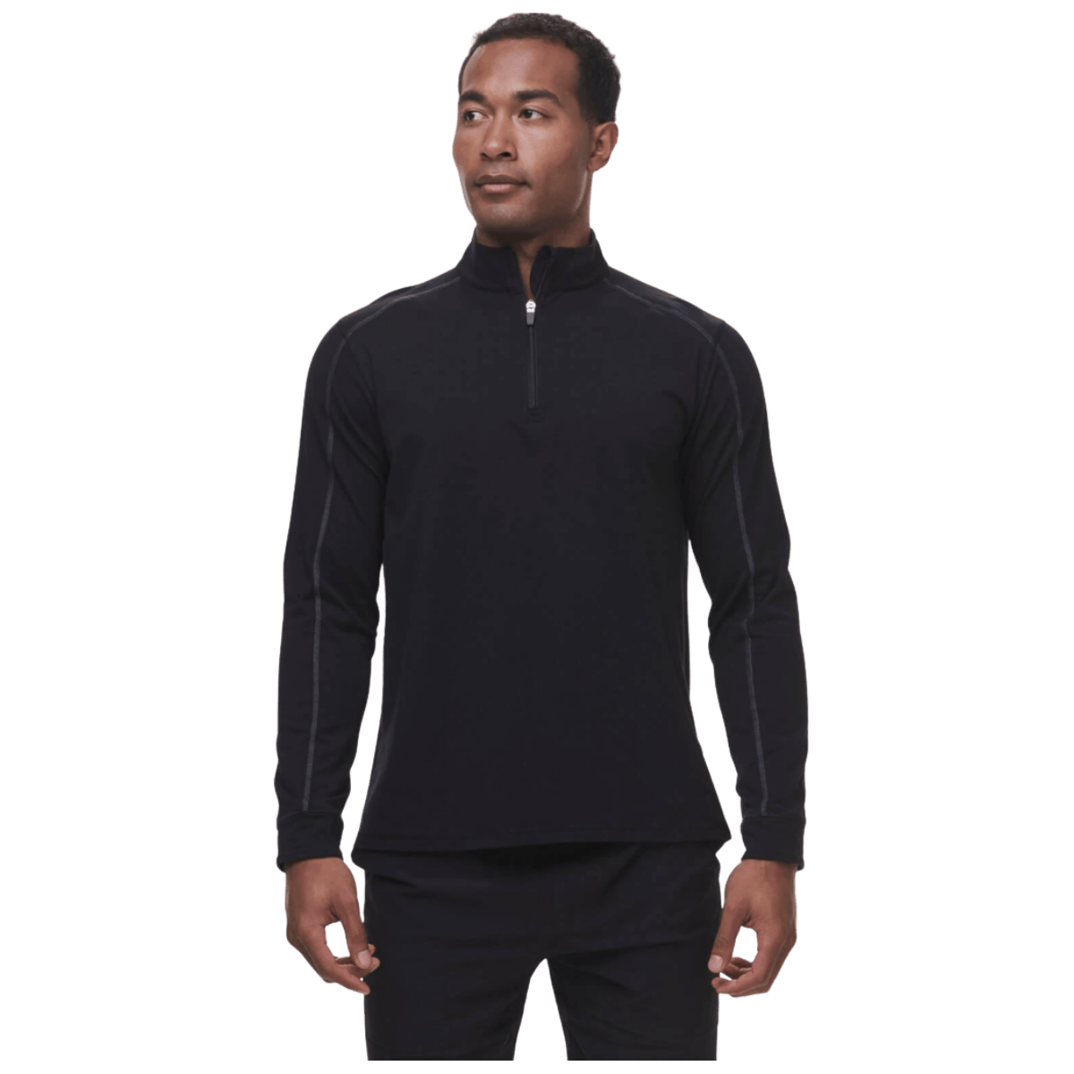 TASC CARROLLTON 1/4 ZIP - BLACK GUNMETAL - FRONT VIEW