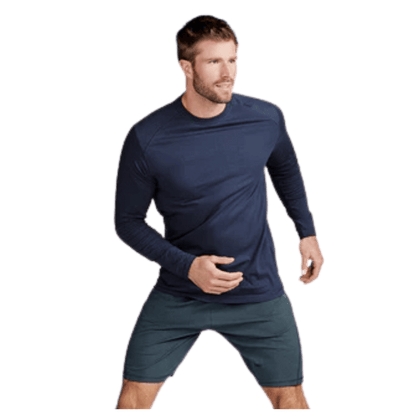 TASC CARROLLTON LONG SLEEVE FITNESS T-SHIRT - CLASSIC NAVY - FRONT VIEW (IN USE)