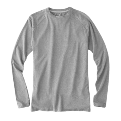 TASC CARROLLTON FITNESS LONG SLEEVE T-SHIRT - HEATHER GREY - FRONT VIEW