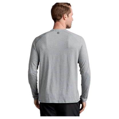 TASC CARROLLTON FITNESS LONG SLEEVE T-SHIRT - HEATHER GREY - BACK VIEW