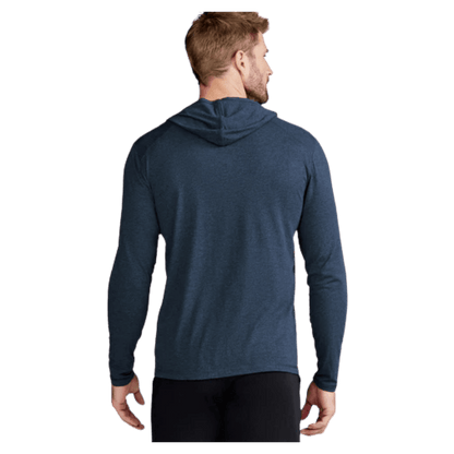 TASC CARROLLTON LIGHTWEIGHT FITNESS HOODIE - CLASSIC NAVY HEATHER - BACK VIEW