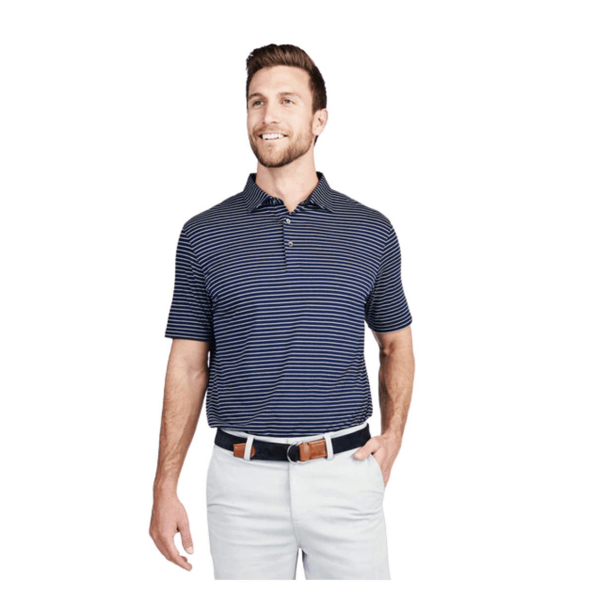 TASC CLOUD POLO BROOKLINE STRIPE CLASSIC NAVY/WHITE FRONT VIEW