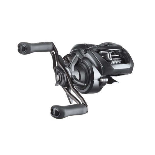 Daiwa Tatula Elite 100HS baitcasting reel in matte black finish, featuring ergonomic dual handles, a low-profile frame, and advanced braking system for precision casting.