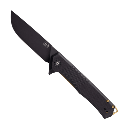TEKTO KNIVES F1 ALPHA G10 D2 FINE - BLACK/BRONZE - FULL LENGTH VIEW