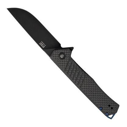 TEKTO KNIVES F1 ALPHA CARBON FIBER D2 FINE - FRONT VIEW