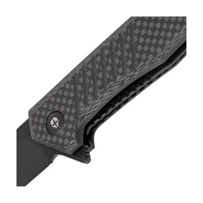 TEKTO KNIVES F1 ALPHA CARBON FIBER D2 FINE - CLOSER HANDLE VIEW