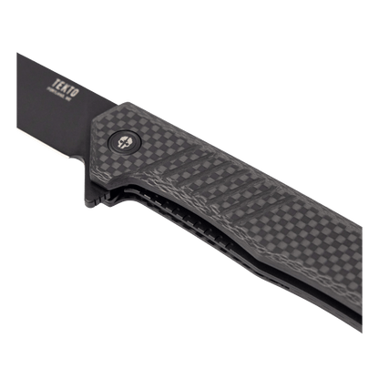 TEKTO KNIVES F1 ALPHA FORGED CARBON D2 FINE - CLOSER VIEW