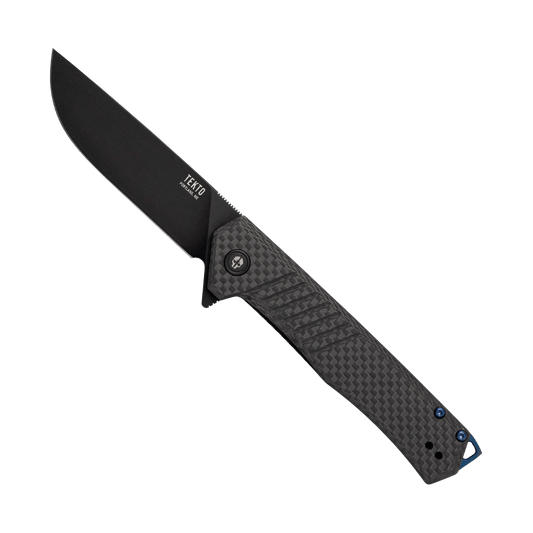 TEKTO KNIVES F1 ALPHA FORGED CARBON D2 FINE - FULL LENGTH VIEW