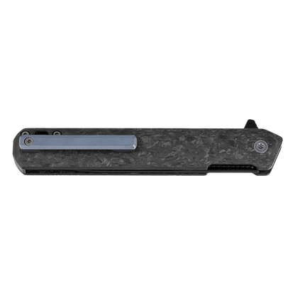TEKTO KNIVES F2 BRAVO FORGED CARBON HANDLE D2 FINE - FRONT FOLD VIEW