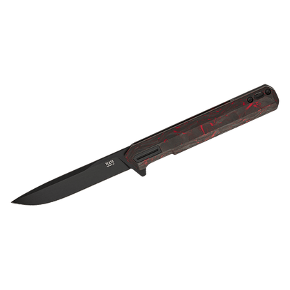 TEKTO KNIVES F2 BRAVO RED CARBON BLK TI D2 FINE - FRONT VIEW