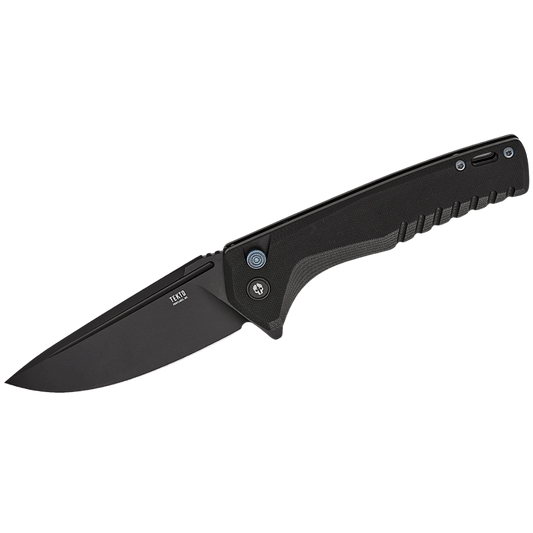 TEKTO KNIVES F3 CHARLIE BLACK G10 D-LOCK D2 - FRONT VIEW