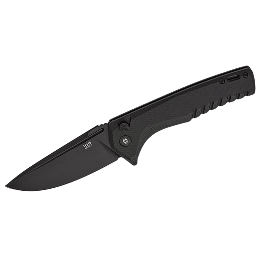 TEKTO KNIVES F3 CHARLIE BLACK G10 D-LOCK D2 - FRONT VIEW