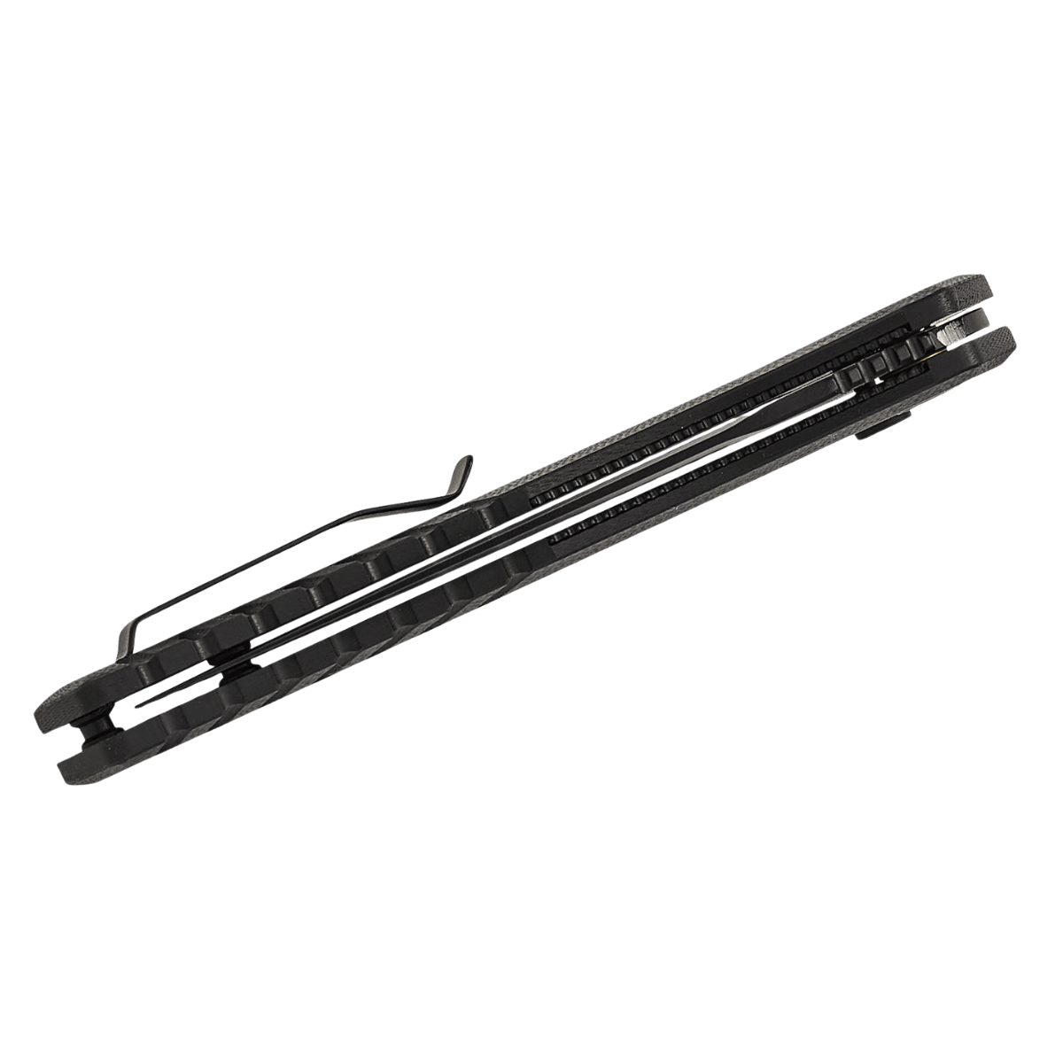 TEKTO KNIVES F3 CHARLIE BLACK G10 D-LOCK D2 - FOLD SIDE VIEW