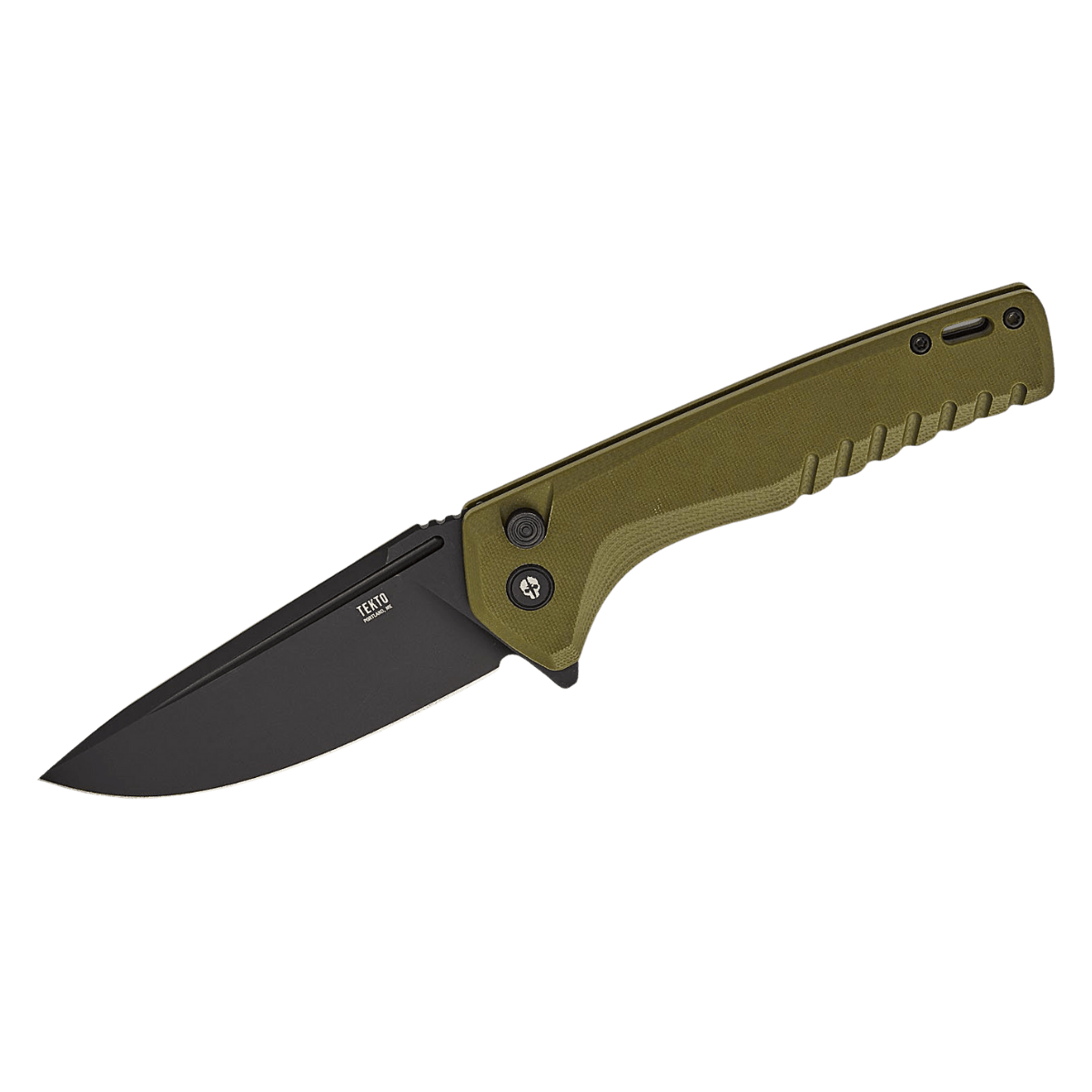 TEKTO KNIVES F3 CHARLIE ODIE GREEN G10 D-LOCK D2 - FRONT VIEW