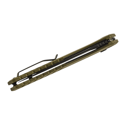 TEKTO KNIVES F3 CHARLIE ODIE GREEN G10 D-LOCK D2 - FOLD SIDE VIEW