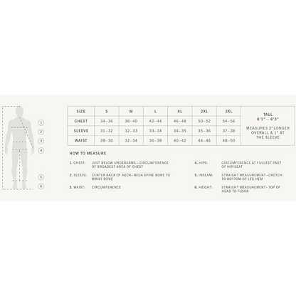 TERRAMAR MEN'S SIZE CHART
