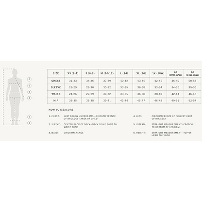 TERRAMAR WOMEN'S SIZE CHART