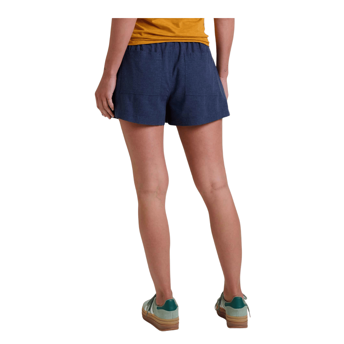 TOAD & CO WOMEN'S TAJ HEMP PULL-ON SHORT 3" - TRUE NAVY - BACK VIEW