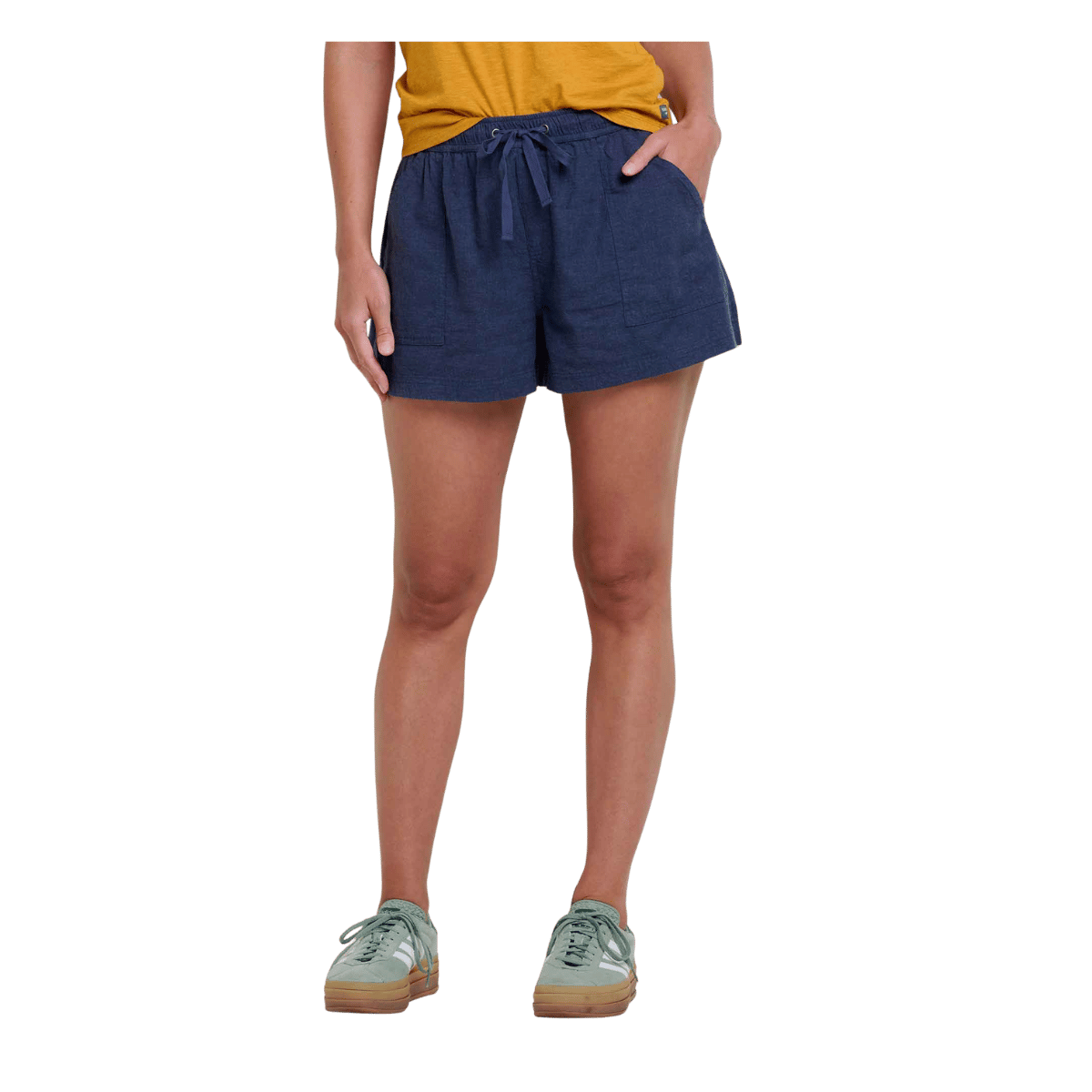 TOAD & CO WOMEN'S TAJ HEMP PULL-ON SHORT 3" - TRUE NAVY - FRONT VIEW