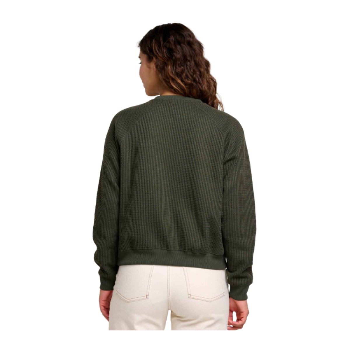 TOAD & CO WOMEN'S BITTERROOT LONG SLEEVE PULLOVER - OLIVE - BACK VIEW