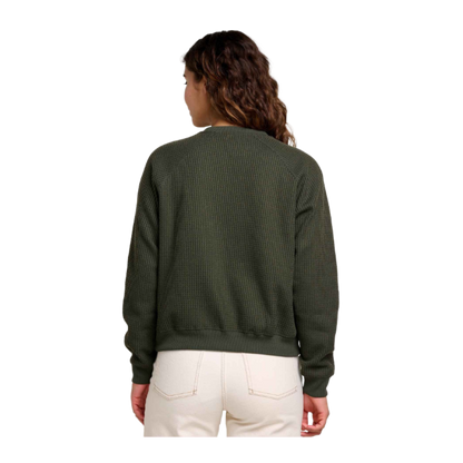 TOAD & CO WOMEN'S BITTERROOT LONG SLEEVE PULLOVER - OLIVE - BACK VIEW