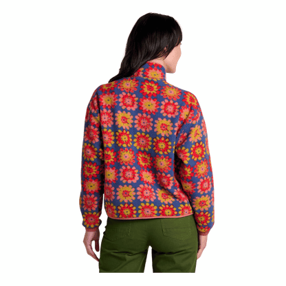 TOAD & CO WOMEN'S CAMPO FLEECE JACKET - KYANITE FLORAL PRINT - BACK VIEW