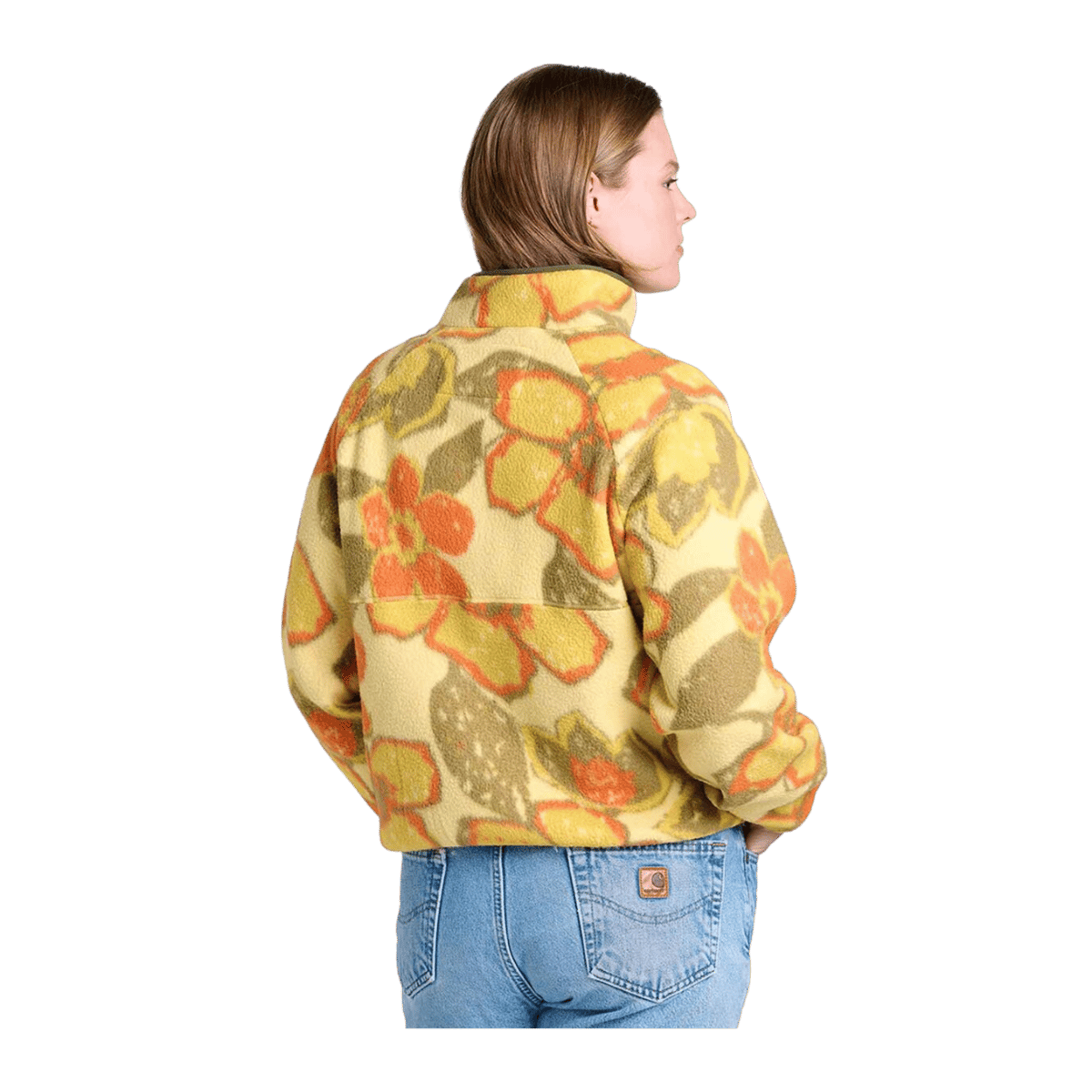 TOAD & CO WOMEN'S CAMPO FLEECE PULLOVER - RATTAN FLORAL PRINT - BACK VIEW