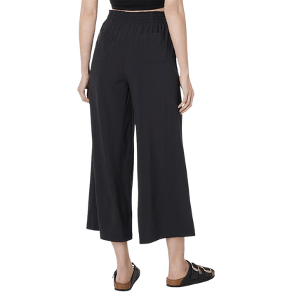 TOAD & CO WOMEN'S SUNKISSED WIDE LEG CROP PANTS - BLACK - BACK VIEW