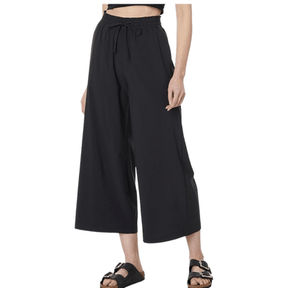 TOAD & CO WOMEN'S SUNKISSED WIDE LEG CROP PANTS - BLACK - FRONT VIEW