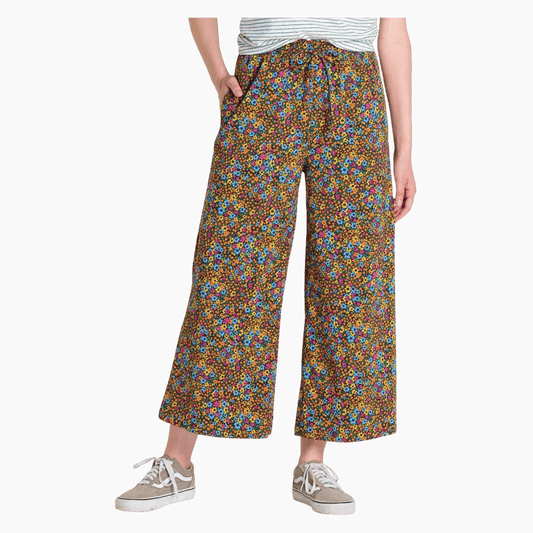 TOAD & CO WOMEN'S SUNKISSED WIDE LEG PANT II - BLACK MICRO FLORAL PRINT