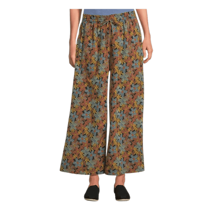 TOAD & CO WOMEN'S SUNKISSED WIDE LEG PANT - BLACK FLORAL DOT PRINT - FRONT VIEW
