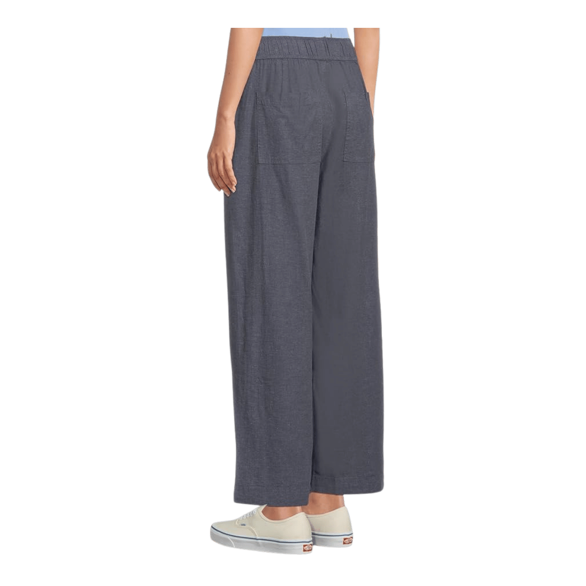TOAD & CO WOMEN'S TAJ HEMP WIDE LEG PANT - TRUE NAVY - BACK VIEW
