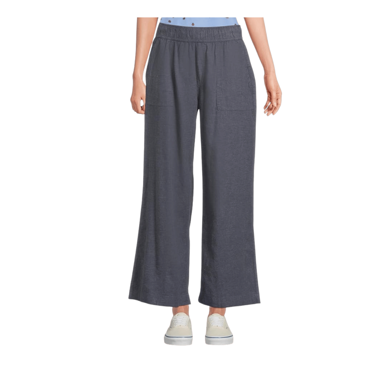 TOAD & CO WOMEN'S TAJ HEMP WIDE LEG PANT - TRUE NAVY - FRONT VIEW