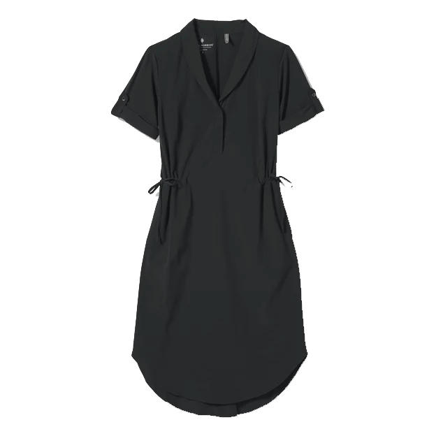 ROYAL ROBBINS WOMEN'S SPOTLESS TRAVELER DRESS SHORT SLEEVE - JET BLACK