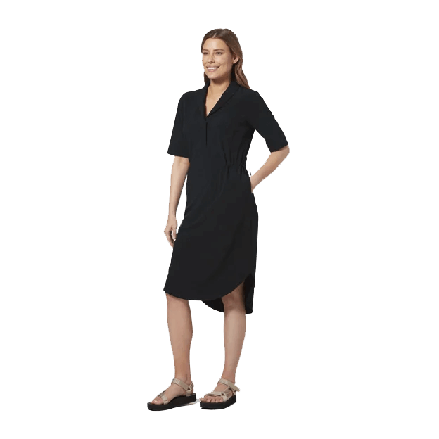 ROYAL ROBBINS WOMEN'S SPOTLESS TRAVELER DRESS SHORT SLEEVE - JET BLACK MODEL