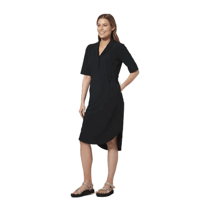 ROYAL ROBBINS WOMEN'S SPOTLESS TRAVELER DRESS SHORT SLEEVE - JET BLACK MODEL