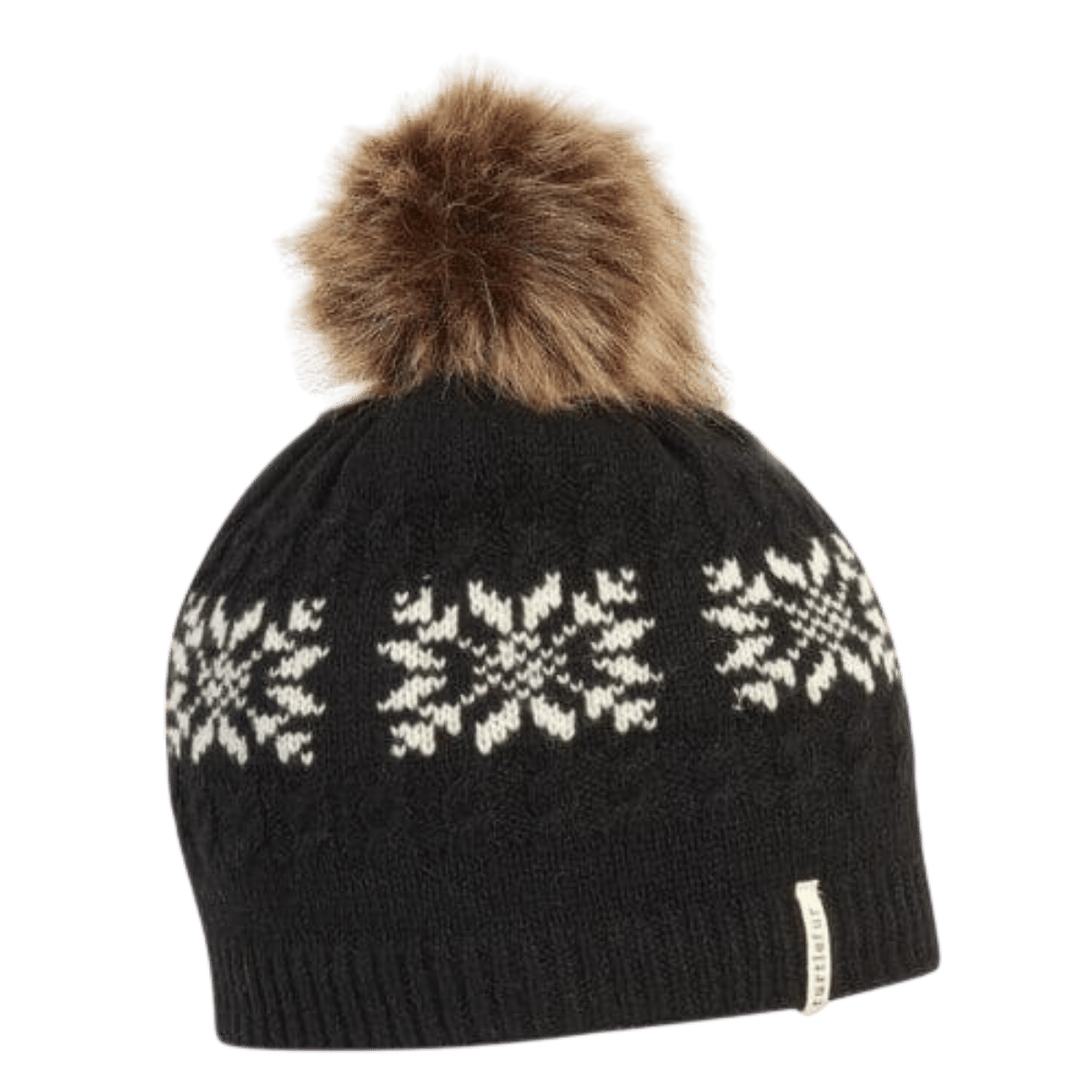 TURTLE FUR LAMBSWOOL LEIRA FUR POM BEANIE - BLACK
