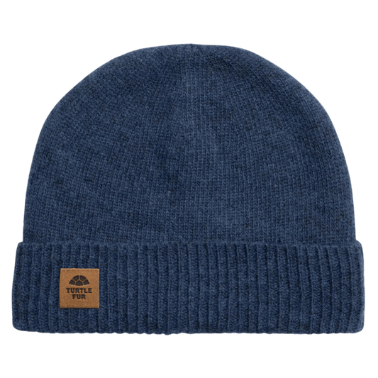 TURTLE FUR LAMBSWOOL THATCHER BEANIE NAVY FRONT VIEW