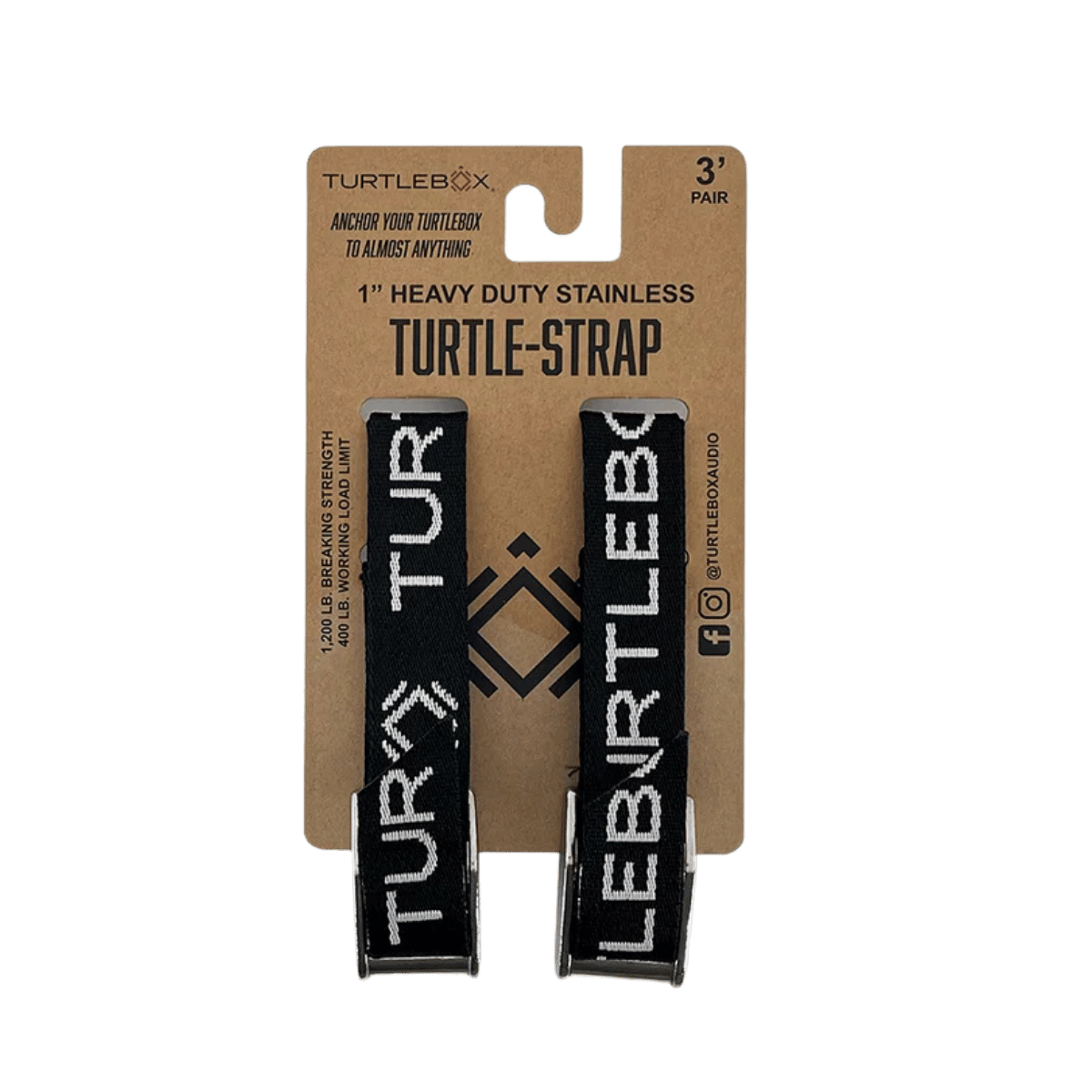TURTLEBOX TIE DOWN STRAPS - BLACK
