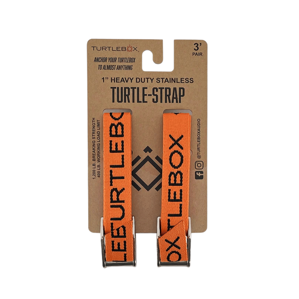 TURTLEBOX TIE DOWN STRAPS - BLAZE ORANGE