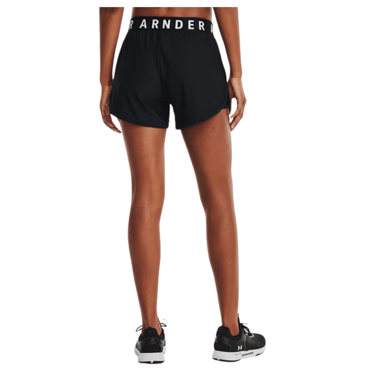 UNDERARMOUR PLAY UP LIGHTWEIGHT KNIT SHORTS 5" - BLACK/WHITE - BACK VIEW WW