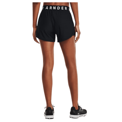 UNDERARMOUR PLAY UP LIGHTWEIGHT KNIT SHORTS 5" - BLACK/WHITE - BACK VIEW WW
