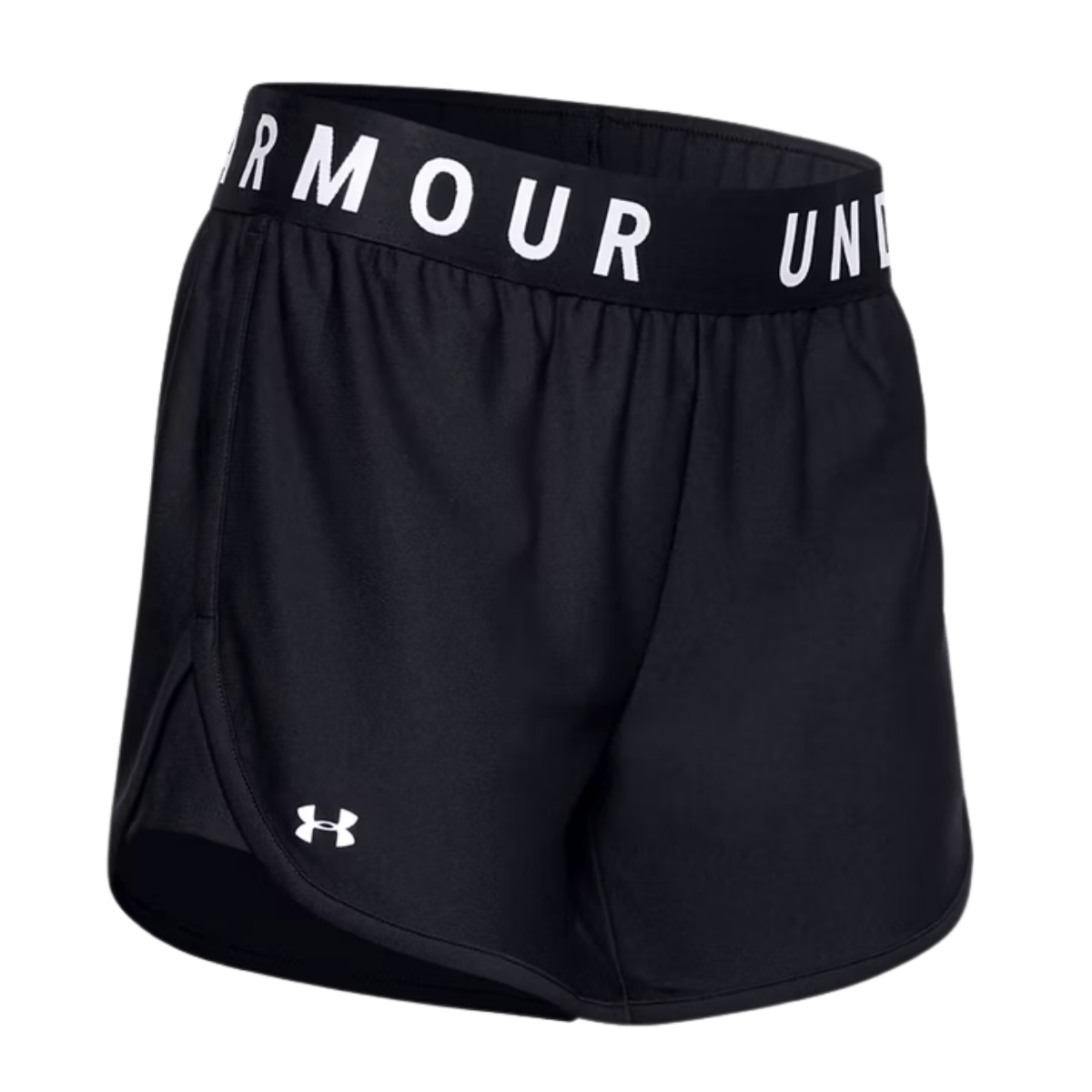 UNDERARMOUR PLAY UP LIGHTWEIGHT KNIT SHORTS 5" - BLACK/WHITE - SIDE VIEW