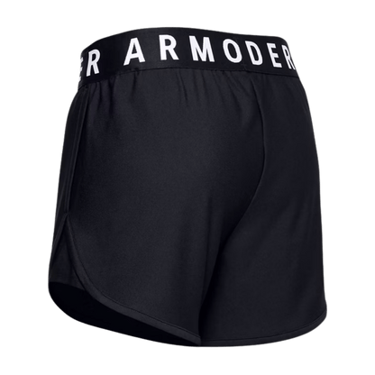 UNDERARMOUR PLAY UP LIGHTWEIGHT KNIT SHORTS 5" - BLACK/WHITE - BACK SIDE VIEW