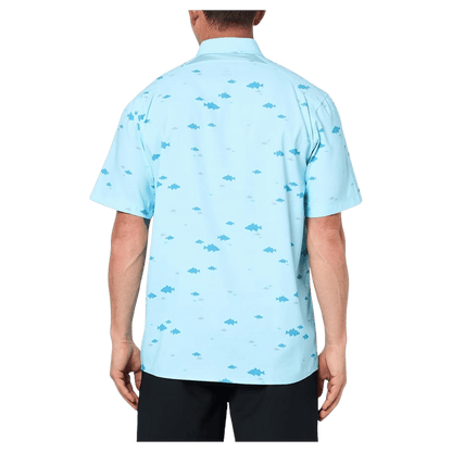 UNDER ARMOUR LIGHTWEIGHT DOCKSIDE SHORT SLEEVE T-SHIRT - STRM/STRM/WHITE - BACK VIEW
