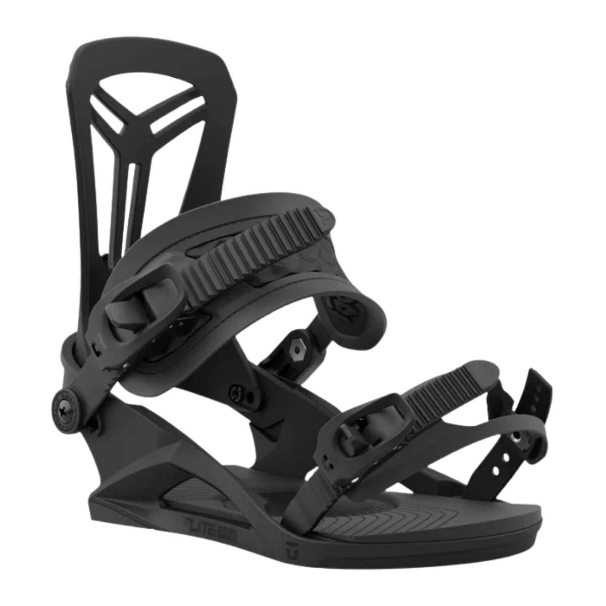 UNION MEN'S FLITE PRO SNOWBOARD BINDING - BLACK_FRONT SIDE ANGLE