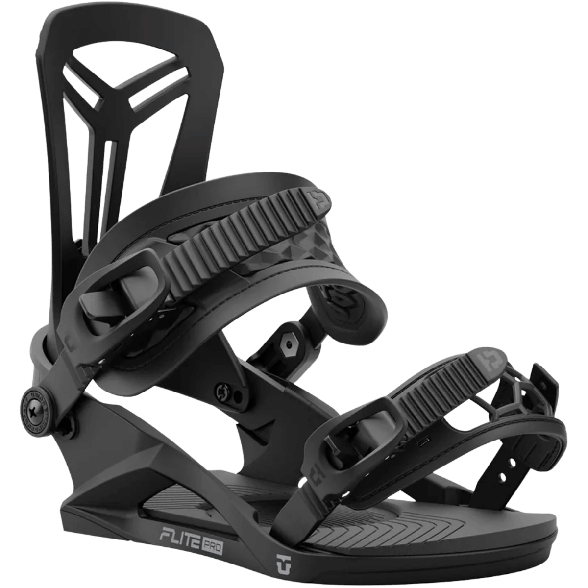UNION FLITE PRO SNOWBOARD BINDINGS - BLACK_SIDE VIEW ANGLE